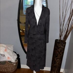 BCBG Elegant Black Patterned Dress